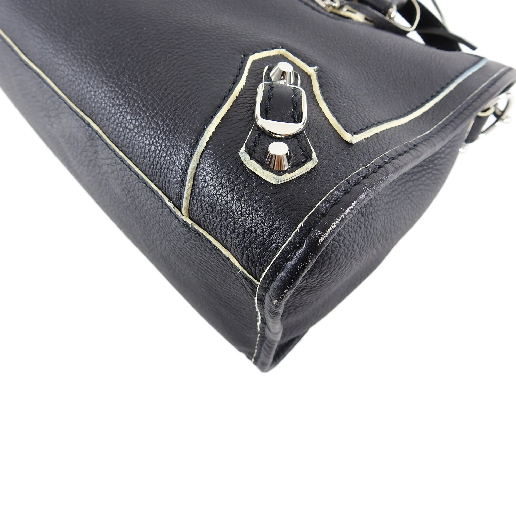 Balenciaga Matte Black Leather Motocross City Bag