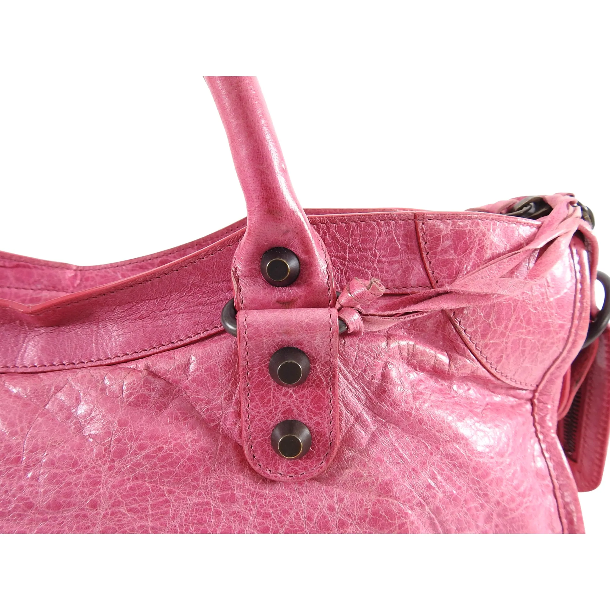 Balenciaga Pink Classic Motocross City Bag