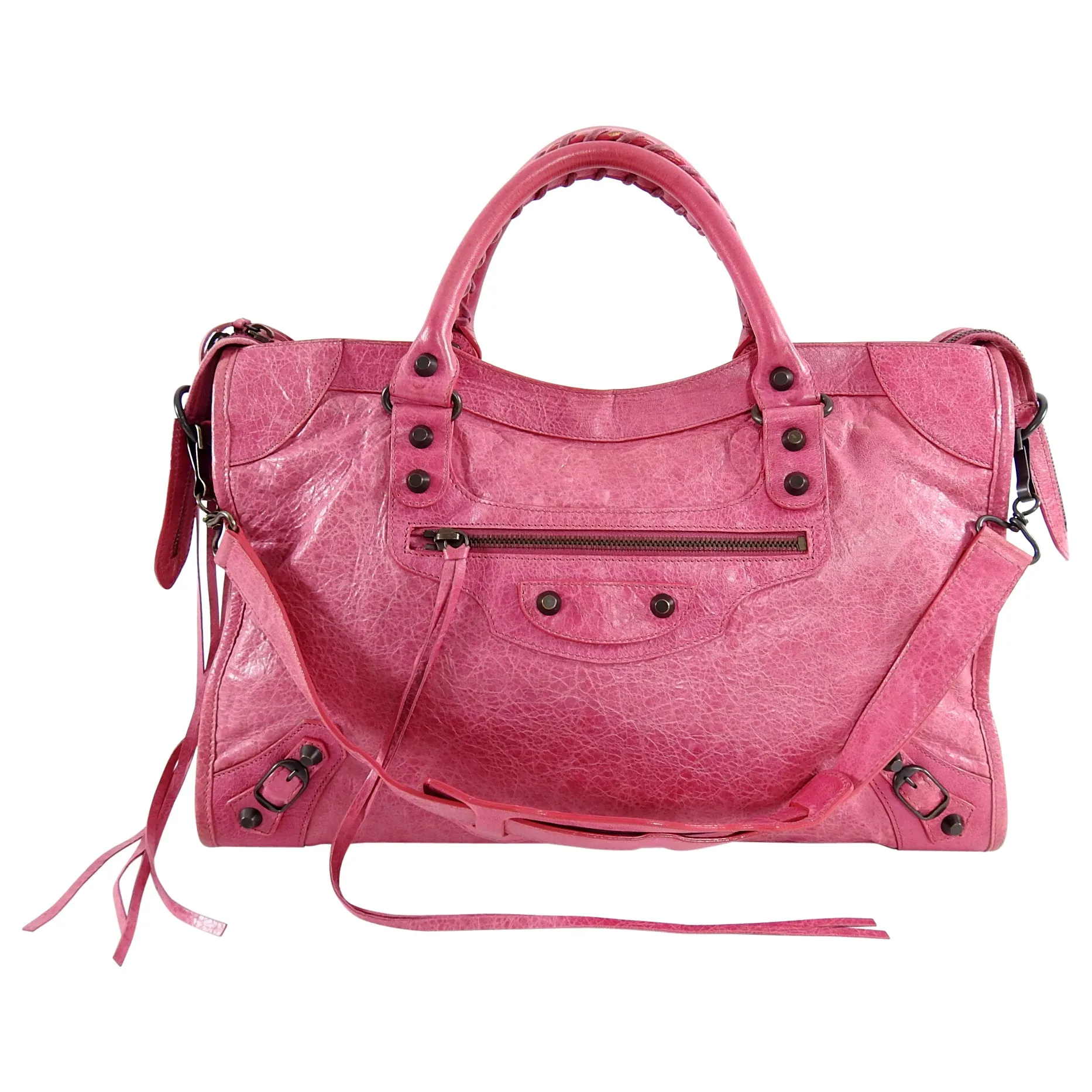 Balenciaga Pink Classic Motocross City Bag