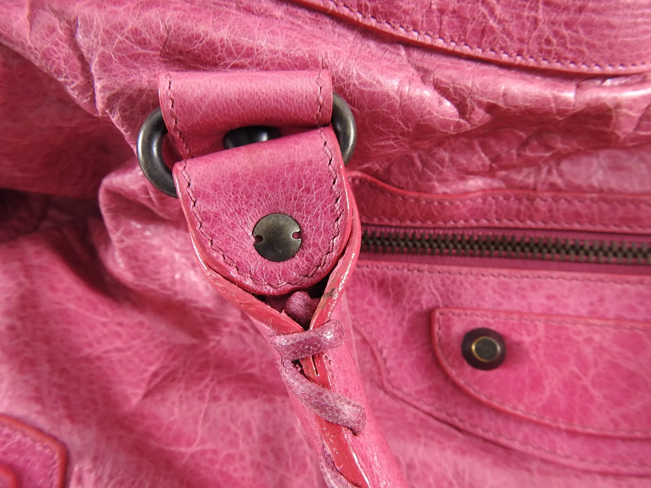 Balenciaga Pink Classic Motocross City Bag
