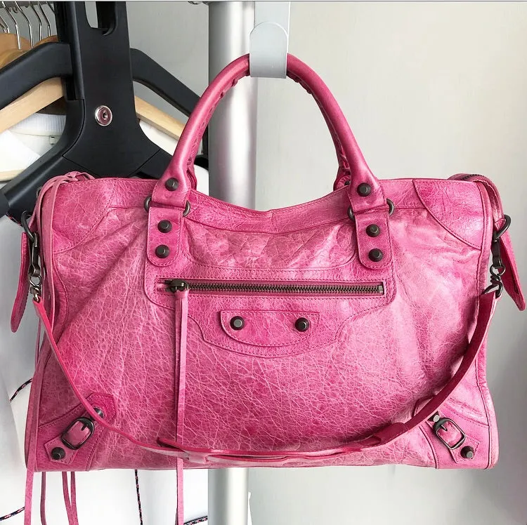 Balenciaga Pink Classic Motocross City Bag