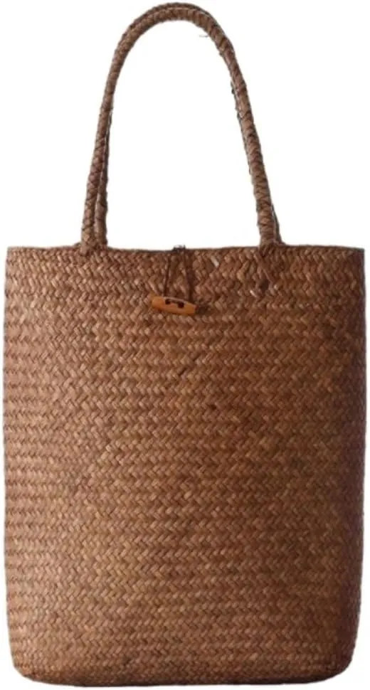 Beach Shoulder Handbag Bucket Bag Purse Woven Bag Woven Bag Woven Tote Bag Spring Bags Handbag for Vacation Daily(Brown)
