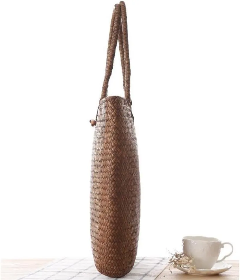 Beach Shoulder Handbag Bucket Bag Purse Woven Bag Woven Bag Woven Tote Bag Spring Bags Handbag for Vacation Daily(Brown)