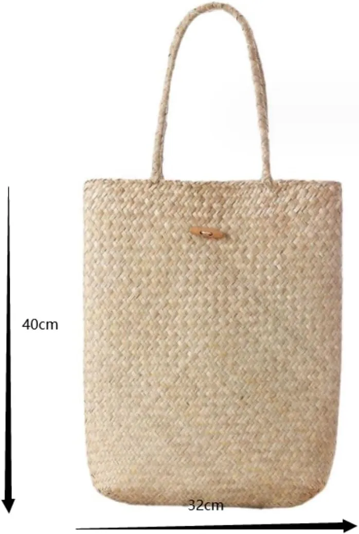 Beach Shoulder Handbag Bucket Bag Purse Woven Bag Woven Bag Woven Tote Bag Spring Bags Handbag for Vacation Daily(Brown)