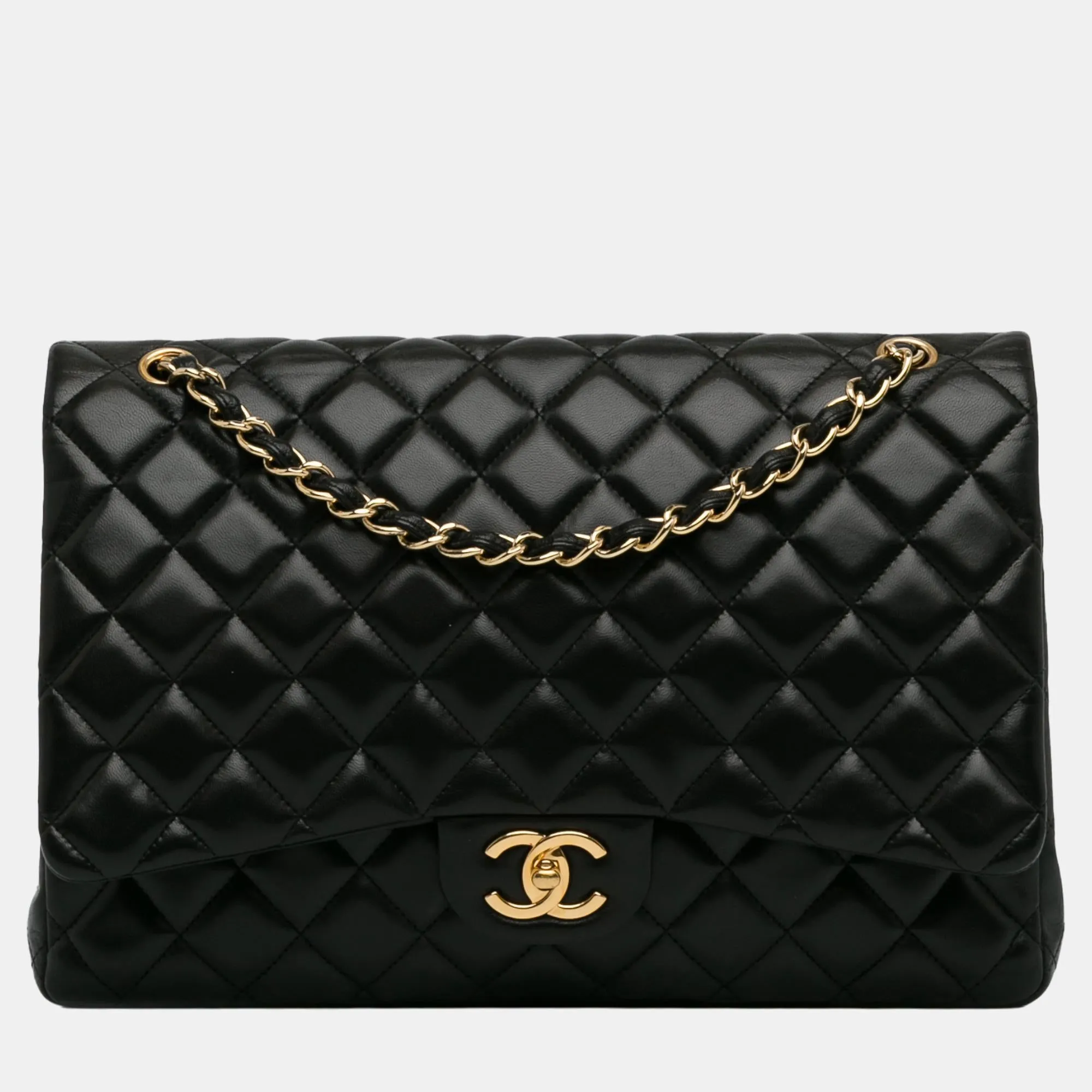 Black Jumbo Classic Lambskin Double Flap