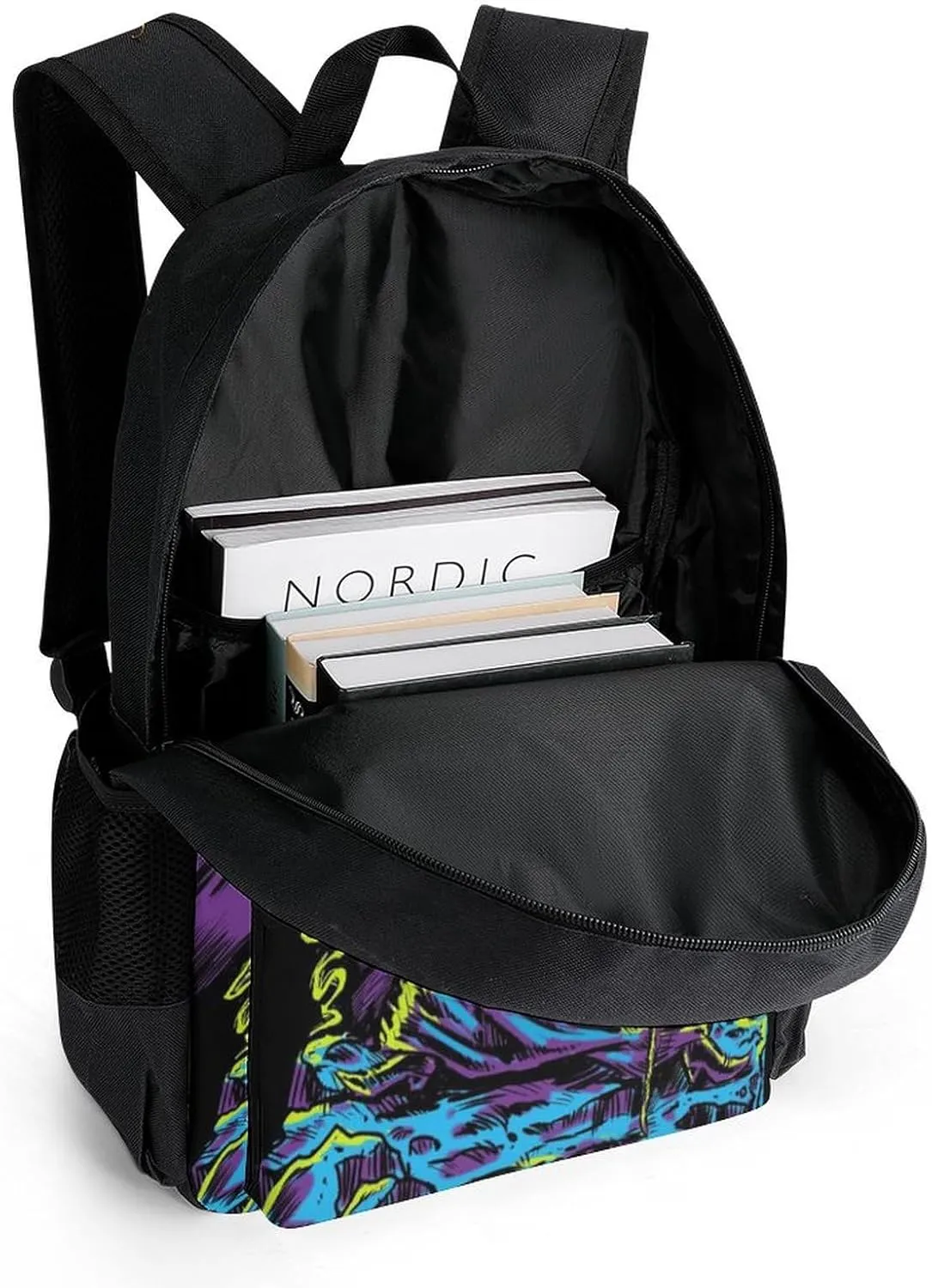 Blacklight by Evil Witch Large Capacity Fully Printed Backpack with Pockets Unisex