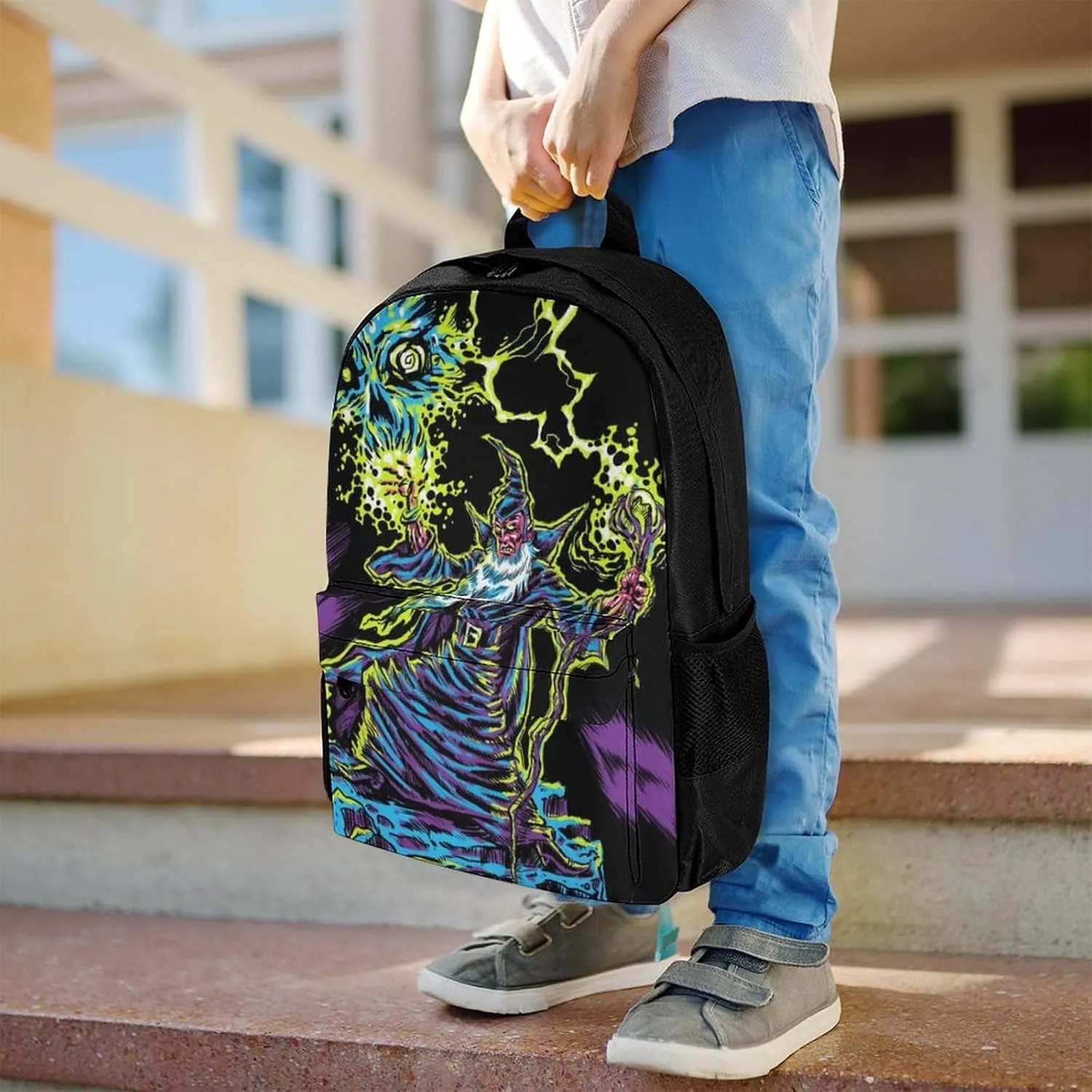 Blacklight by Evil Witch Large Capacity Fully Printed Backpack with Pockets Unisex