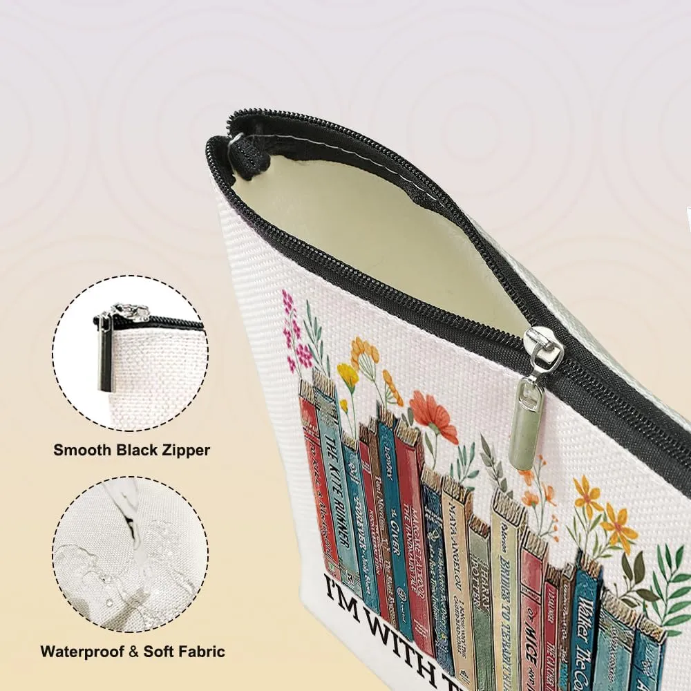 Book Floral Cosmetic Bag, Book Lovers Gifts, Book Gifts Bookish Gifts Readers Library Makeup Bag Inspirational Gifts for Women Sister Librarian Bookworm Girls Graduation Christmas Birthday Gift