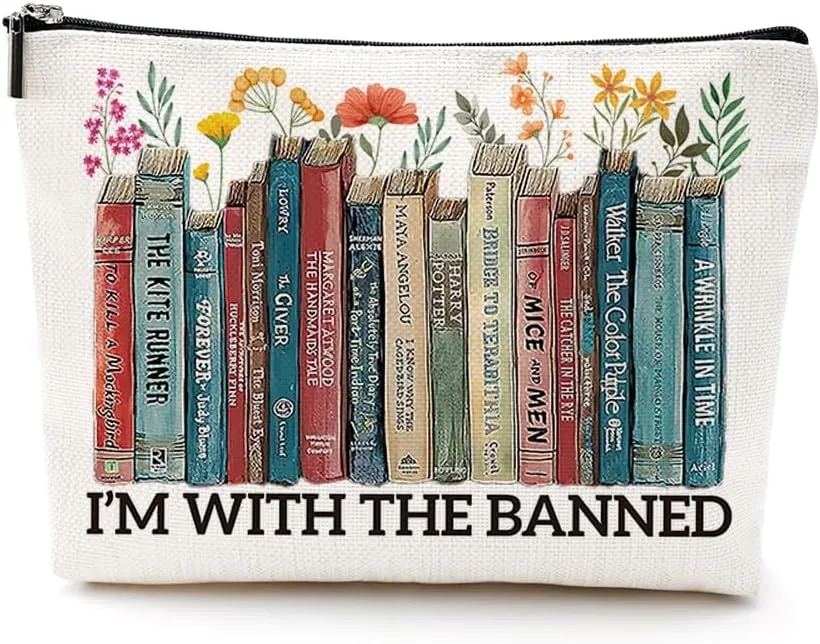 Book Floral Cosmetic Bag, Book Lovers Gifts, Book Gifts Bookish Gifts Readers Library Makeup Bag Inspirational Gifts for Women Sister Librarian Bookworm Girls Graduation Christmas Birthday Gift