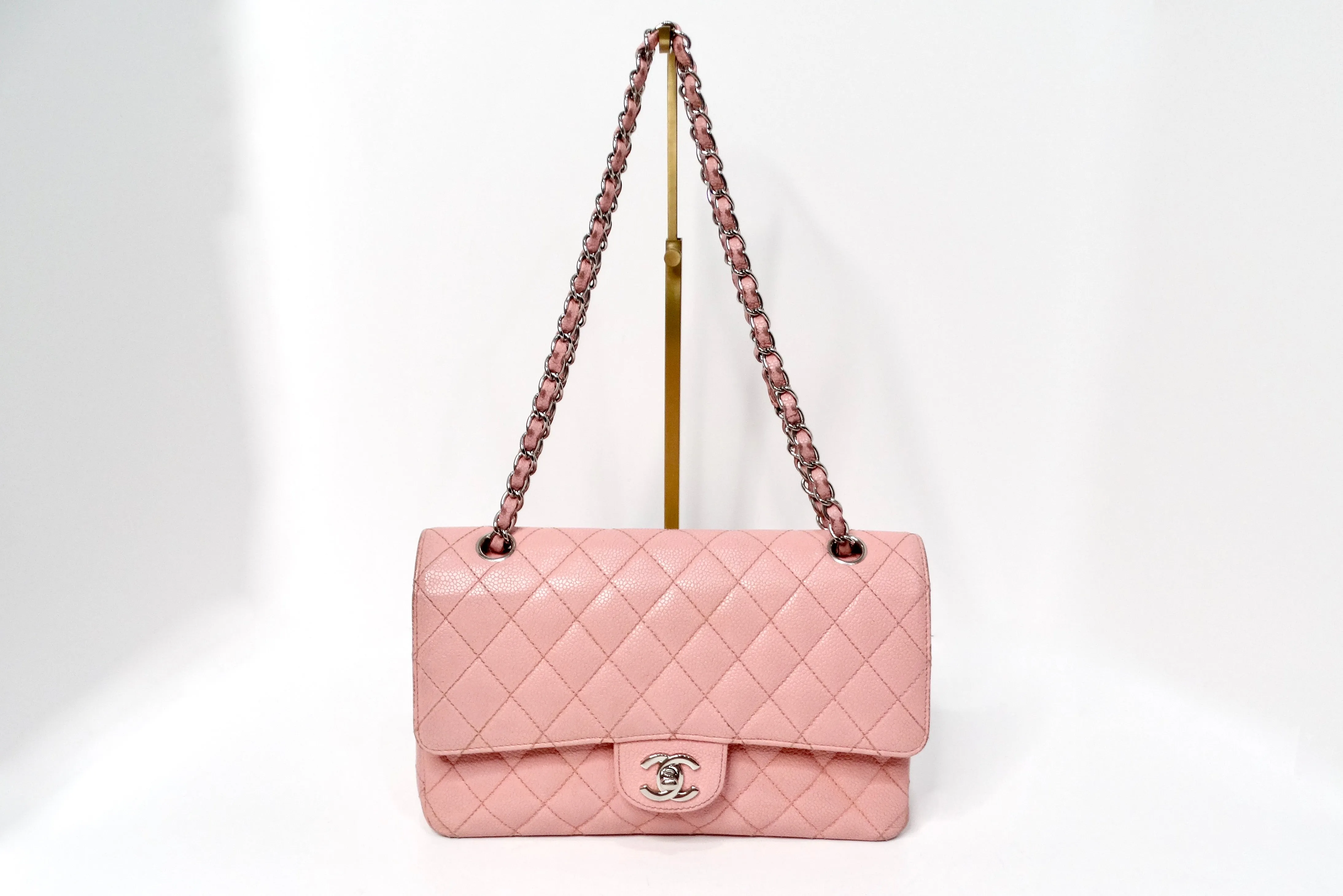 Chanel 2004 Small Pink Caviar Leather Classic Double-Flap Handbag