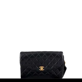 Chanel Classic Flap Rare 1991 Vintage Quilted Black Lambskin Shoulder Bag