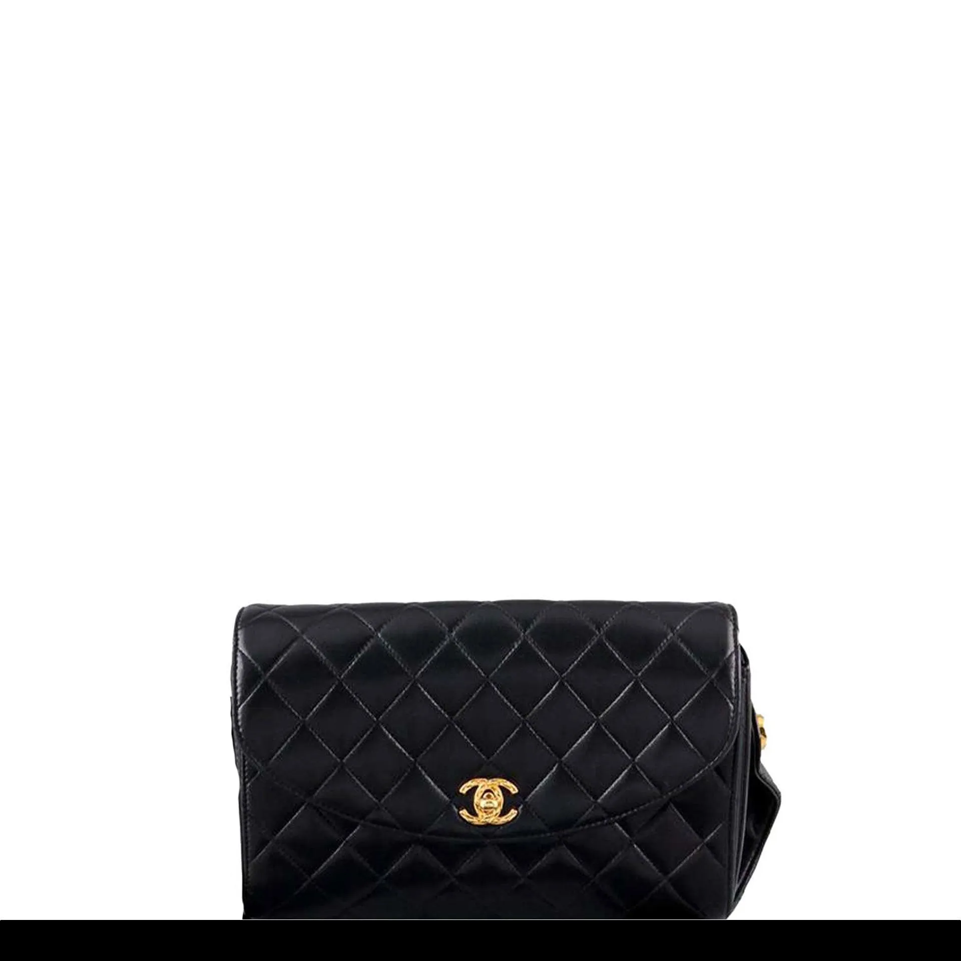 Chanel Classic Flap Rare 1991 Vintage Quilted Black Lambskin Shoulder Bag