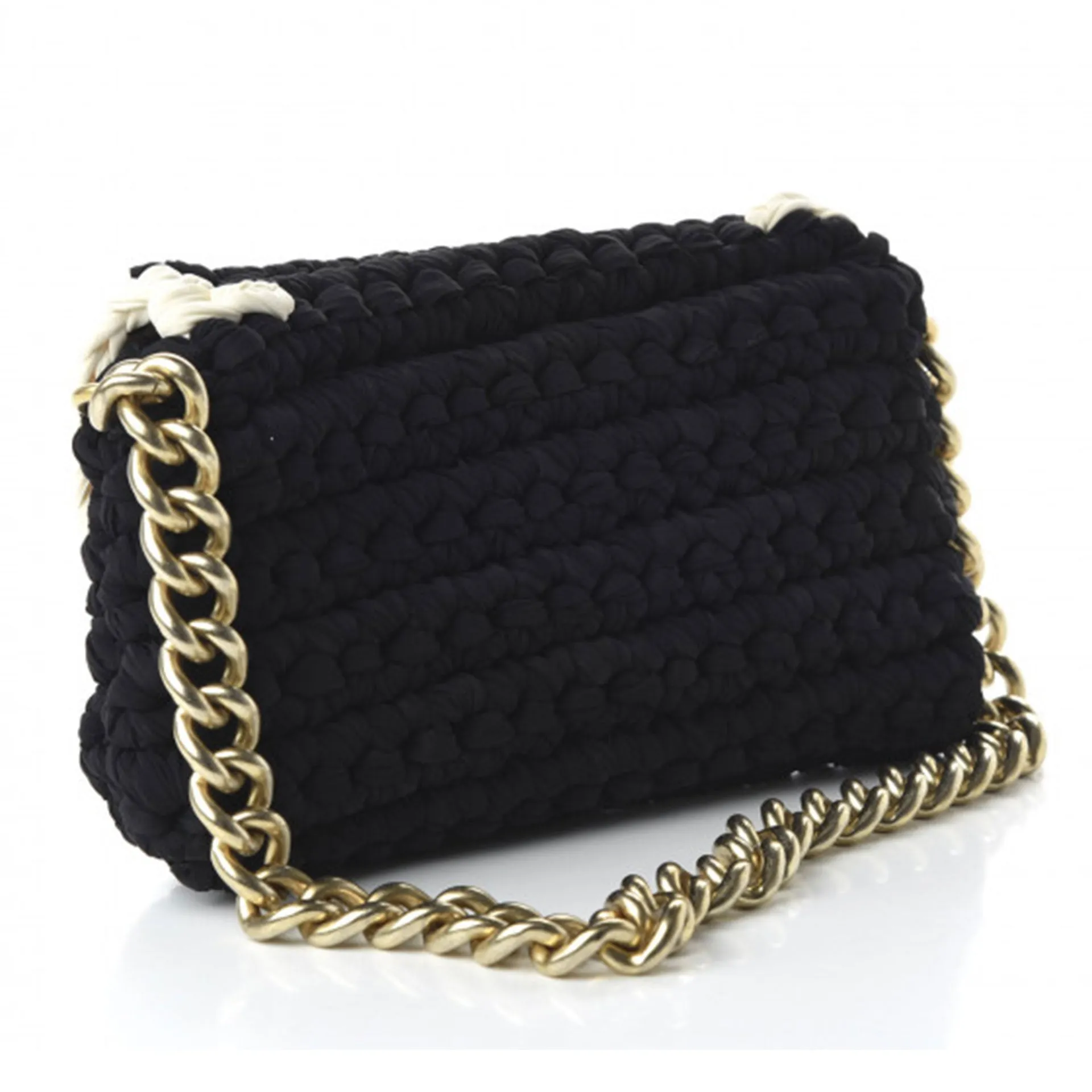 Chanel Interwoven Bicolor Two Tone Medium Black & White Flap Bag