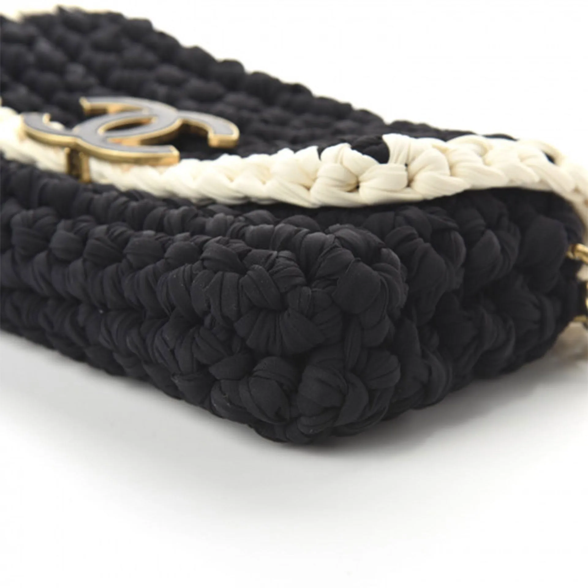 Chanel Interwoven Bicolor Two Tone Medium Black & White Flap Bag