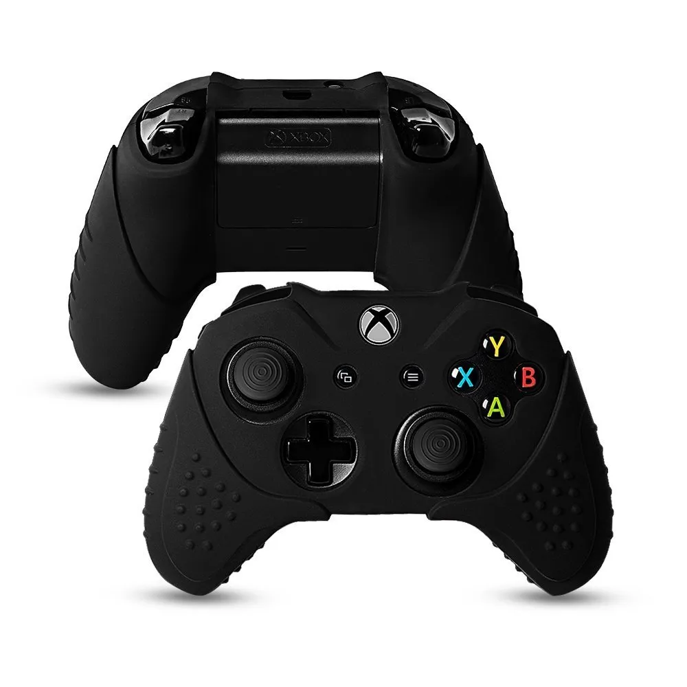 CHINFAI Xbox One S/X Controller Grip Skin Anti-Slip Silicone Protective Cover Case for Xbox 1 Controller with 4 Set Thumbstick Caps (Black)