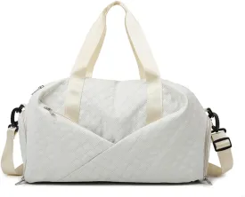 ChuLian Duffle Bag for Women Personalized Weekender Bags for Women Girls Quilted Travel Duffle Bag Monogrammed Overnight Bags for Women Duffel Bag Hospital Bag for Women Beige