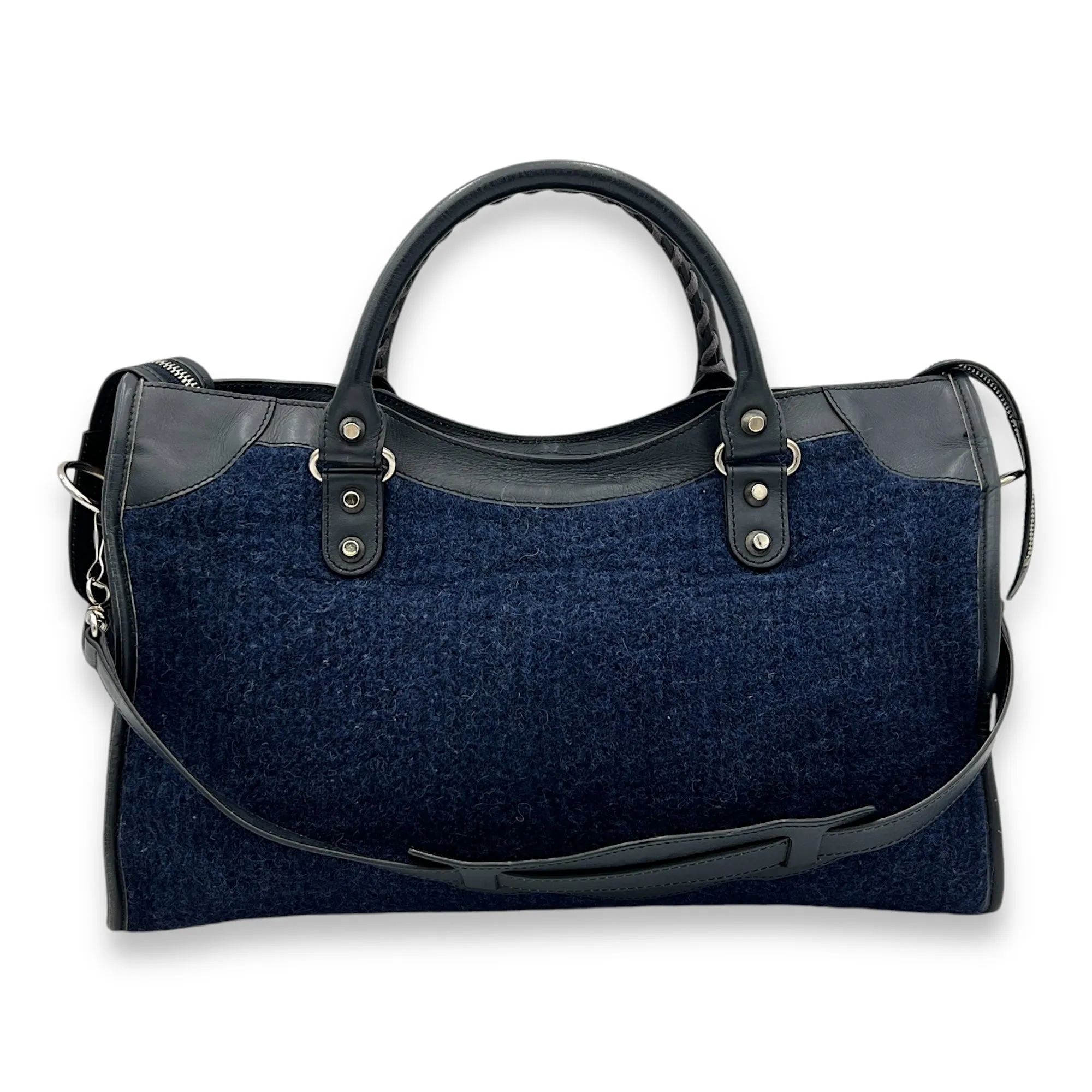 City Shoulder bag in Wool, Silver Hardware