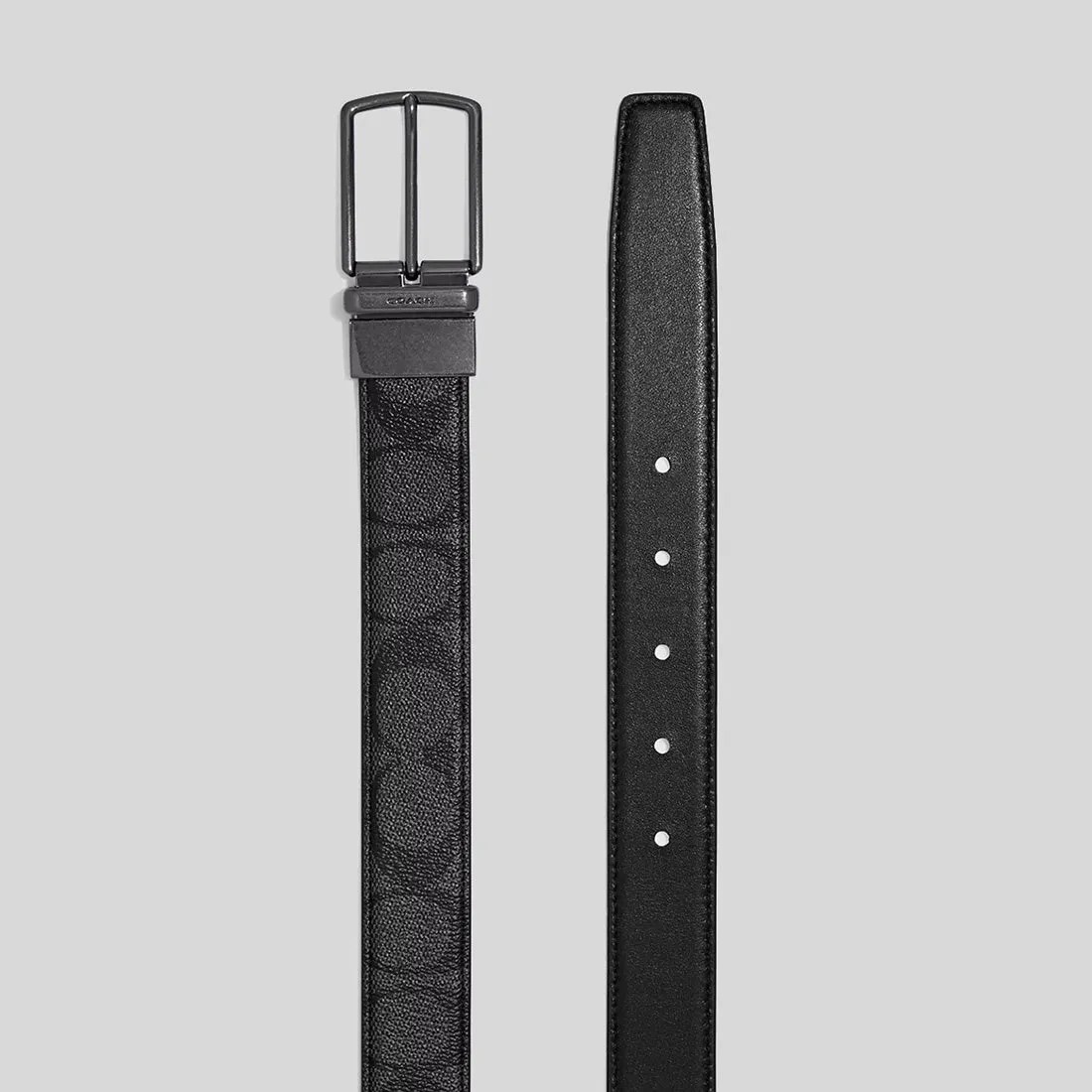COACH Harness Buckle Cut To Size Reversible Belt, 30 Mm Charcoal/Black CQ016