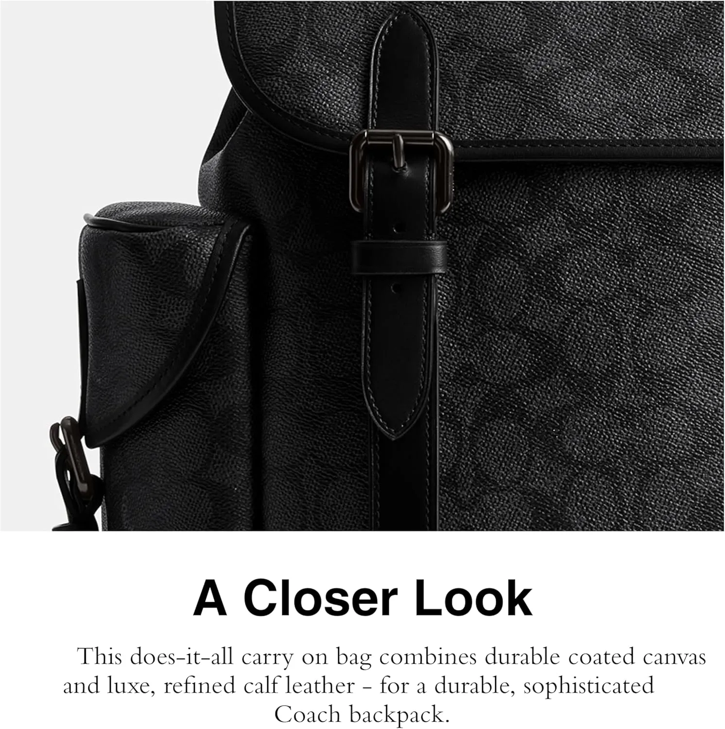 COACH Men's Hitch Backpack with Signature, Charcoal, One Size