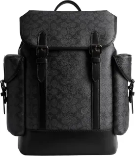 COACH Men's Hitch Backpack with Signature, Charcoal, One Size