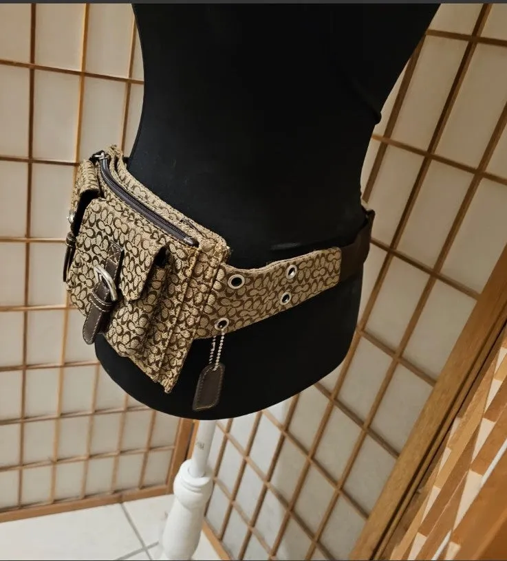 Coach Vintage Italian Bon Voyage Signature Belt Bag Fanny Pack Waist Bag