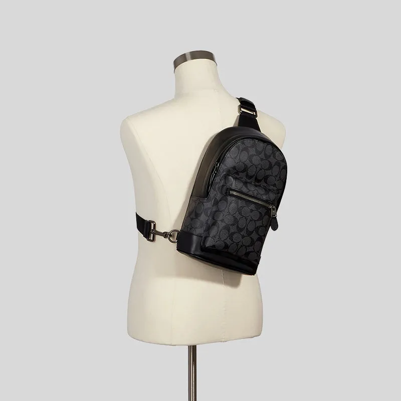 Coach West Pack In Signature Canvas 2853 Charcoal Black
