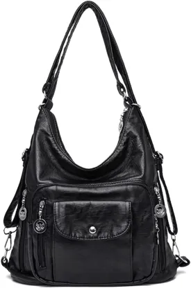 Convertible Backpack Purse for Women PU Leahter Handbag Fashion Hobo Multiple Pockets Tote Satchel Shoulder Bag