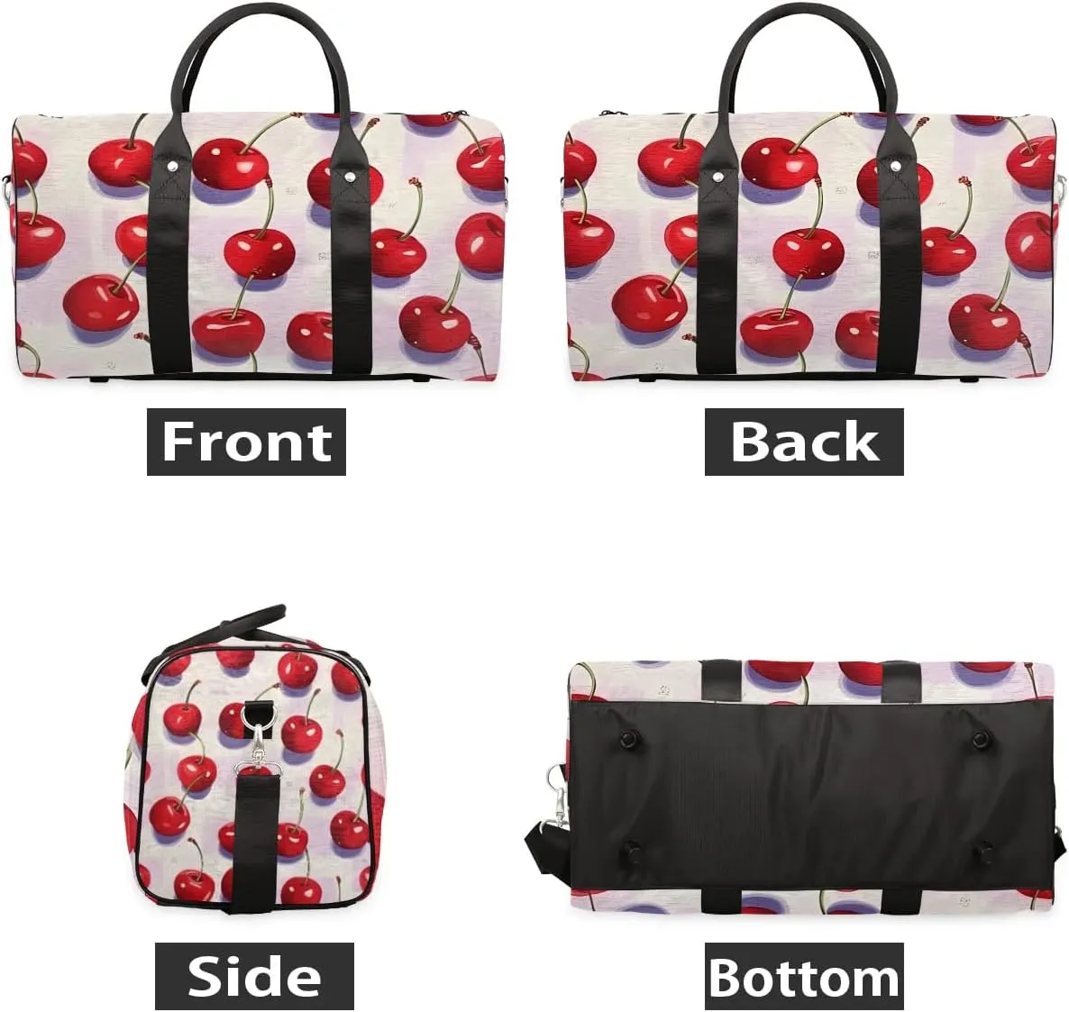 Cute Cherry Print Foldable Lightweight Duffle Bag for Travel - Waterproof Carry On Bags for Airplanes, Travel Duffel Bags for Gym, Weekend