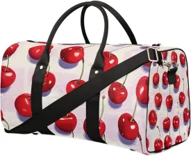 Cute Cherry Print Foldable Lightweight Duffle Bag for Travel - Waterproof Carry On Bags for Airplanes, Travel Duffel Bags for Gym, Weekend