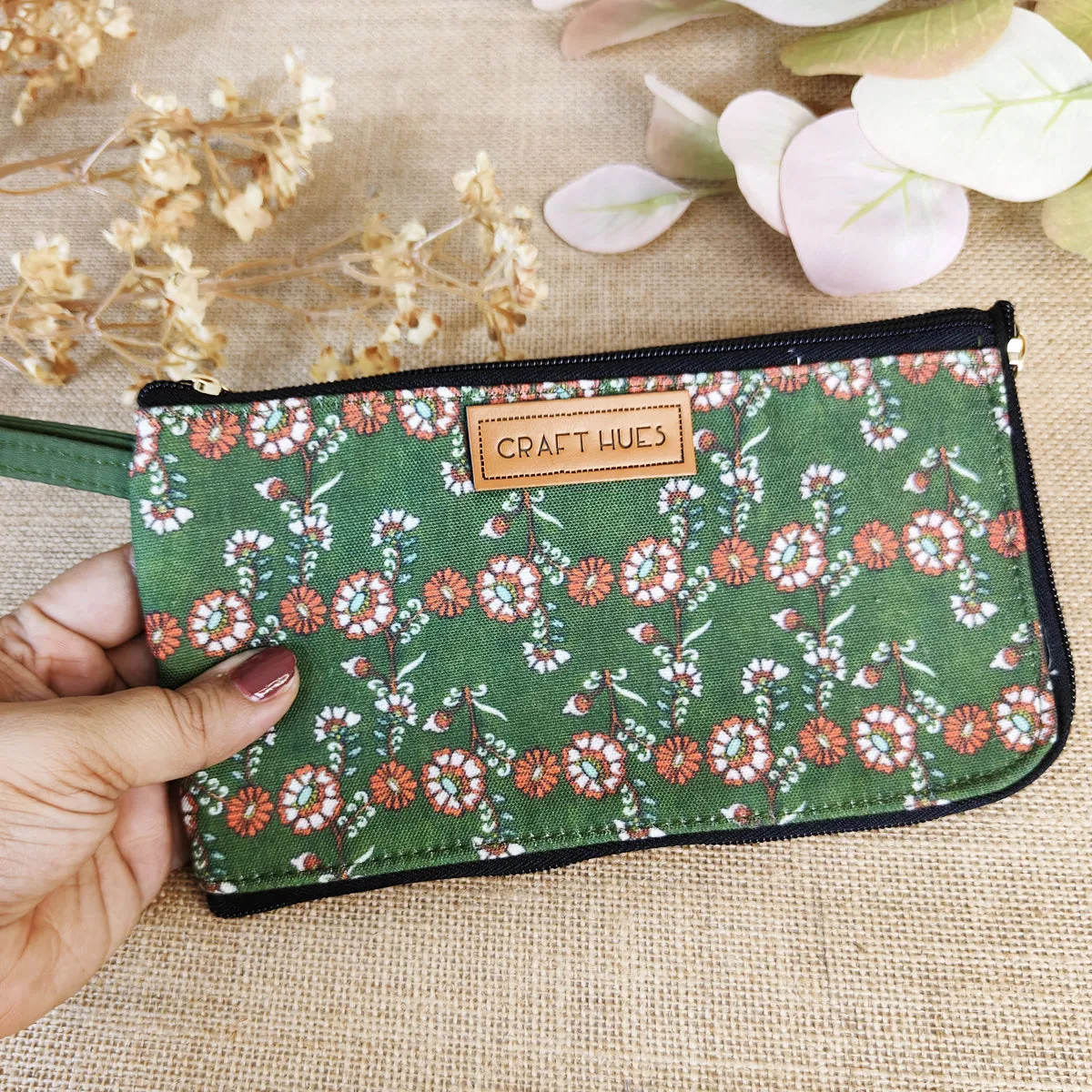 Dual-Zip Kalamkari Green Floral