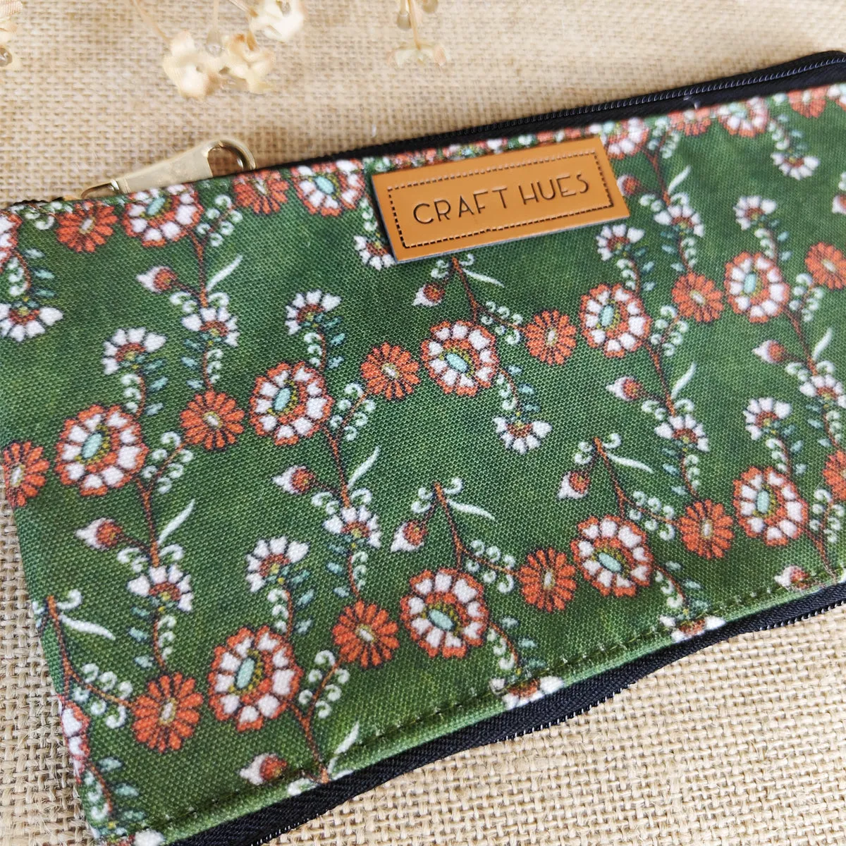 Dual-Zip Kalamkari Green Floral
