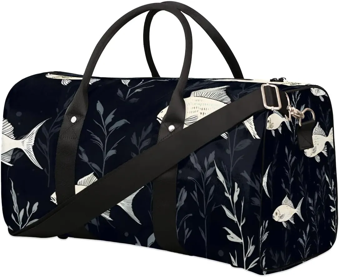 Fish Pattern Foldable Lightweight Duffle Bag for Travel - Waterproof Carry On Bags for Airplanes, Travel Duffel Bags for Gym, Weekend