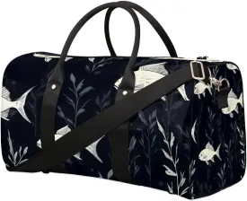 Fish Pattern Foldable Lightweight Duffle Bag for Travel - Waterproof Carry On Bags for Airplanes, Travel Duffel Bags for Gym, Weekend