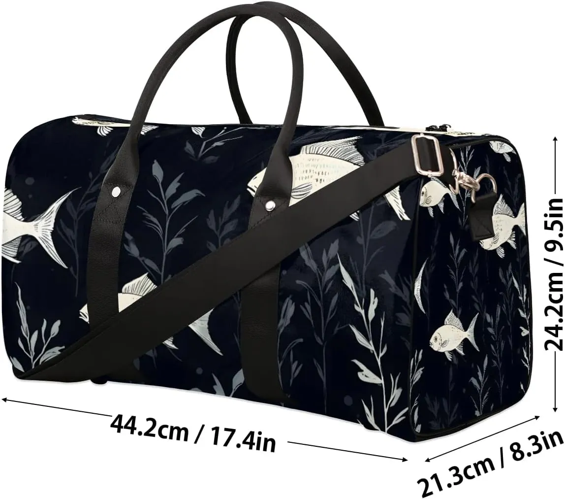 Fish Pattern Foldable Lightweight Duffle Bag for Travel - Waterproof Carry On Bags for Airplanes, Travel Duffel Bags for Gym, Weekend
