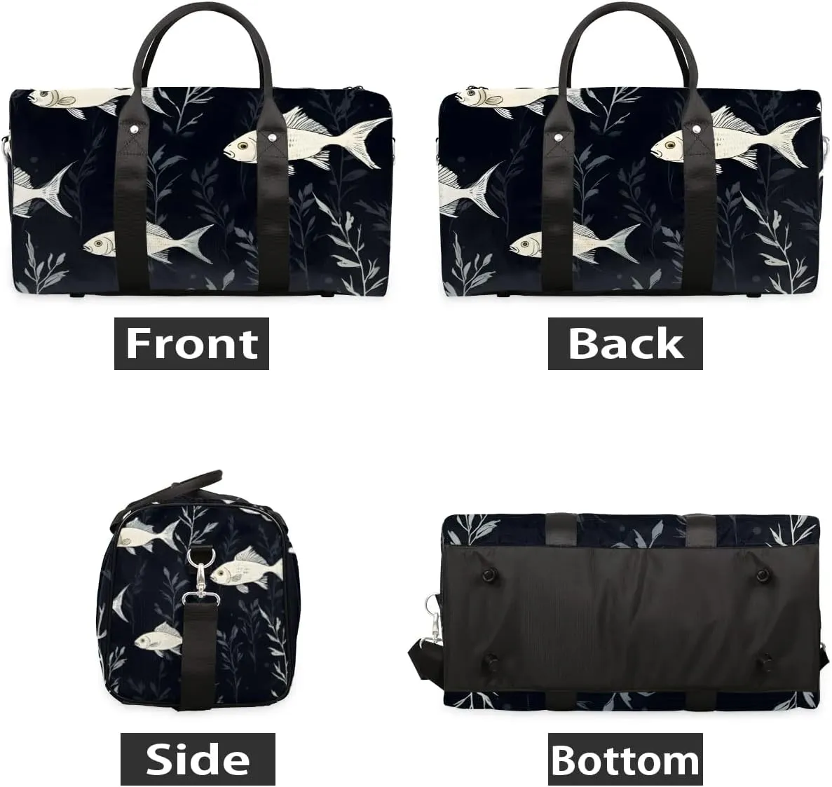 Fish Pattern Foldable Lightweight Duffle Bag for Travel - Waterproof Carry On Bags for Airplanes, Travel Duffel Bags for Gym, Weekend