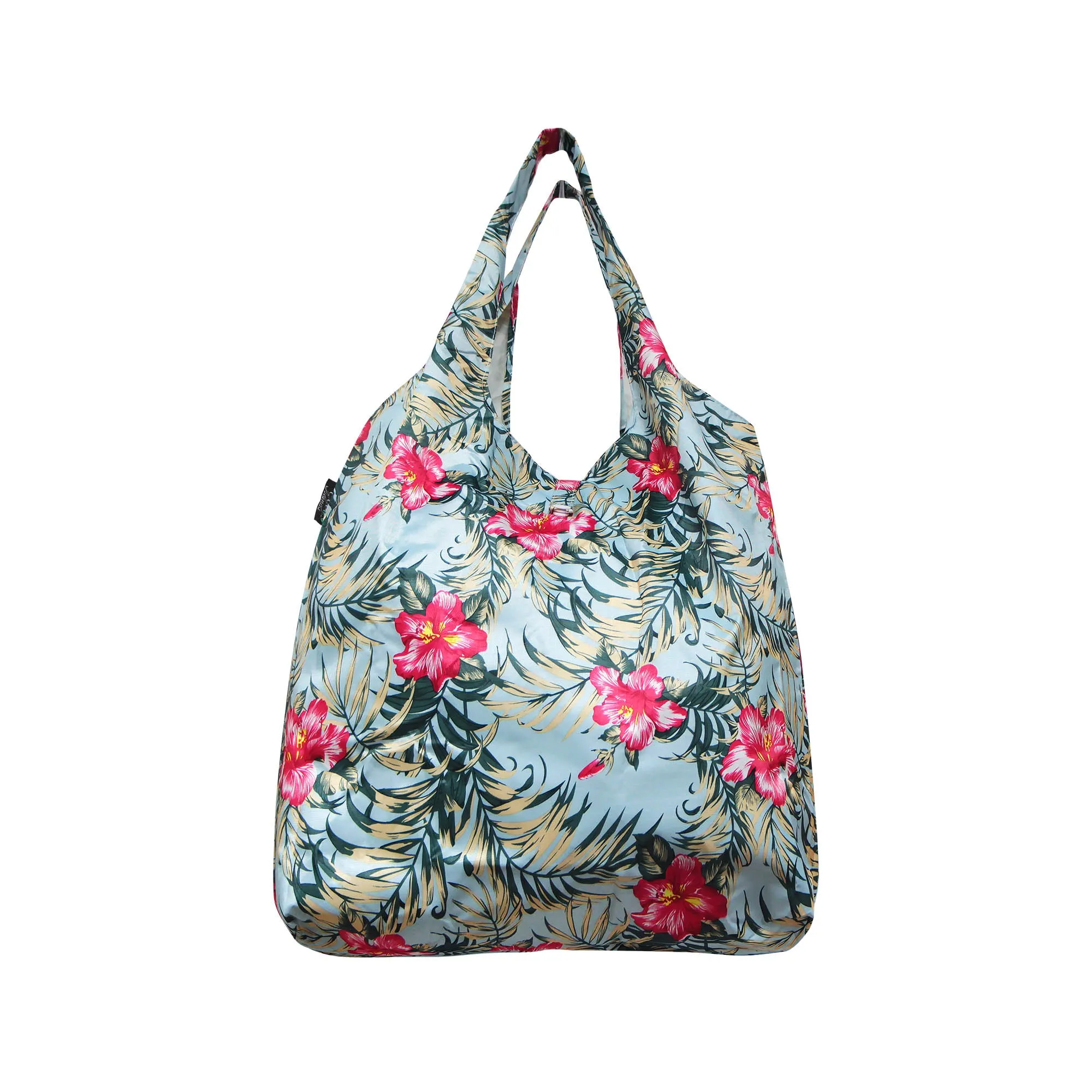 Foldable Reusable Shopping Bag HIBISCUS - NAVY / BEIGE / BLACK / WHITE