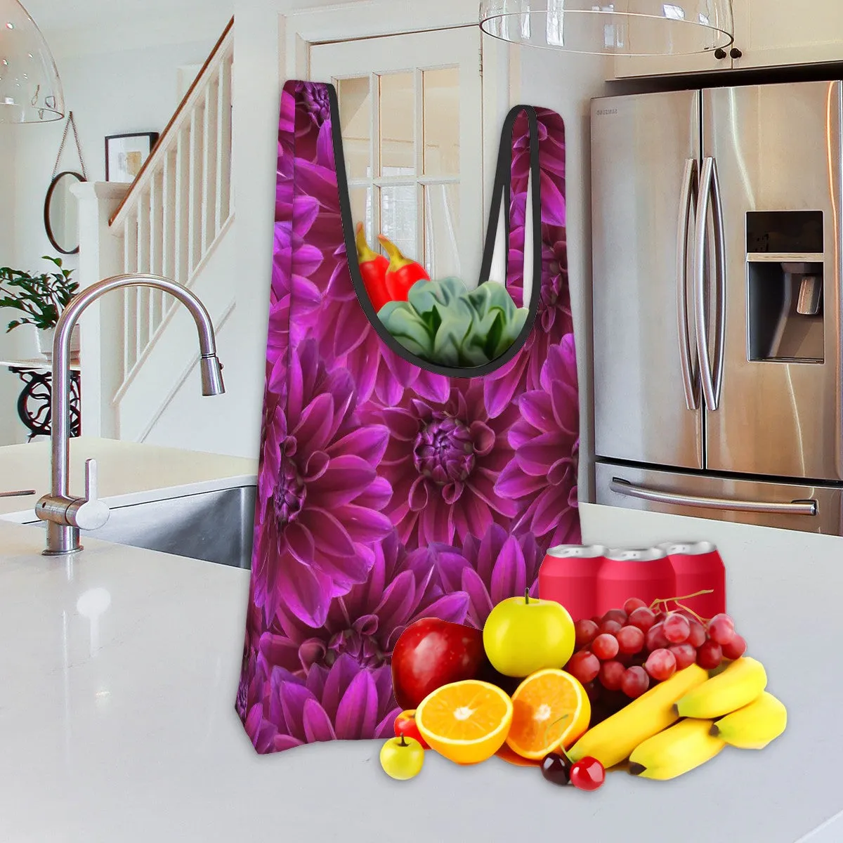 Folding Shopping Bag (Polyester with storage pouch) Dahlia 2