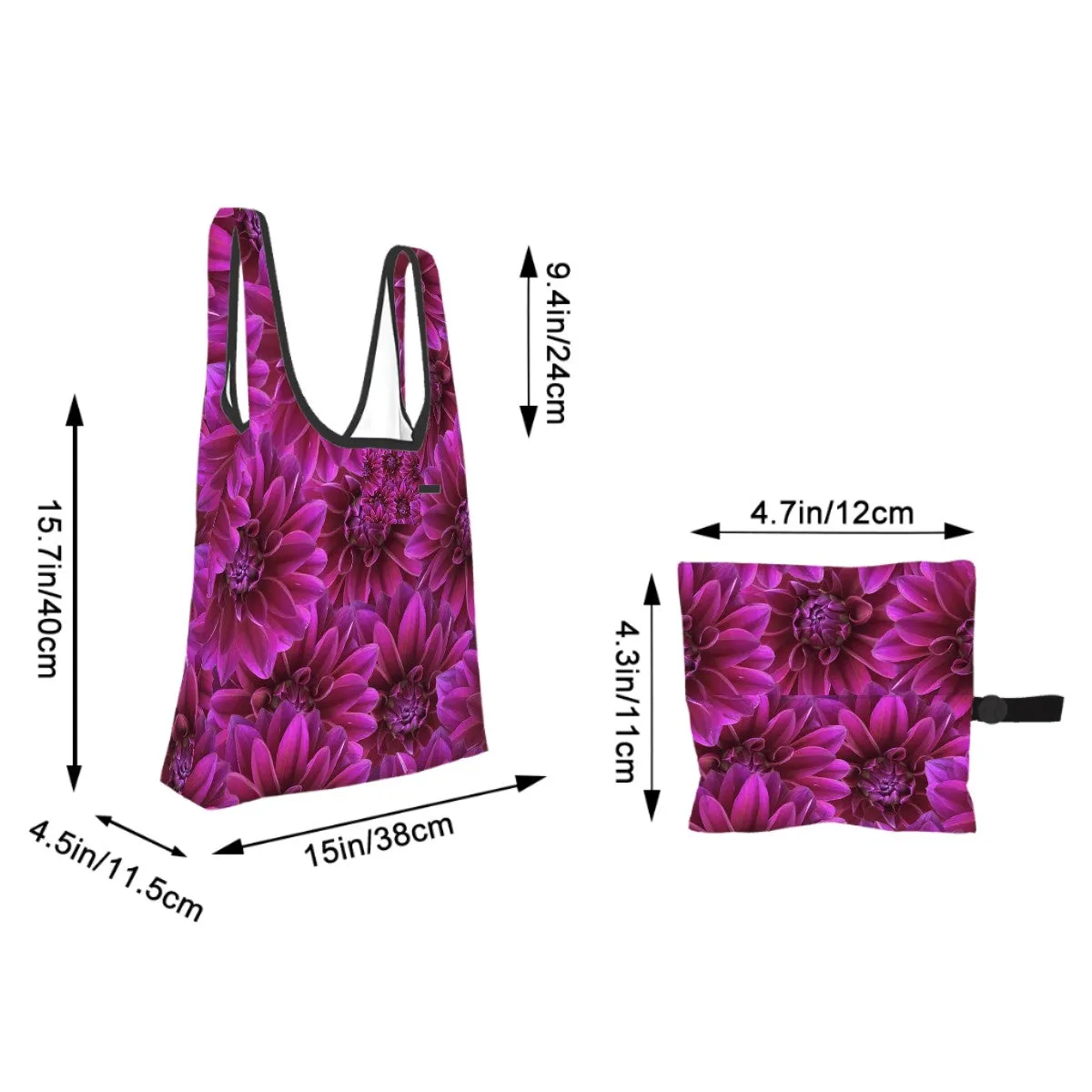 Folding Shopping Bag (Polyester with storage pouch) Dahlia 2