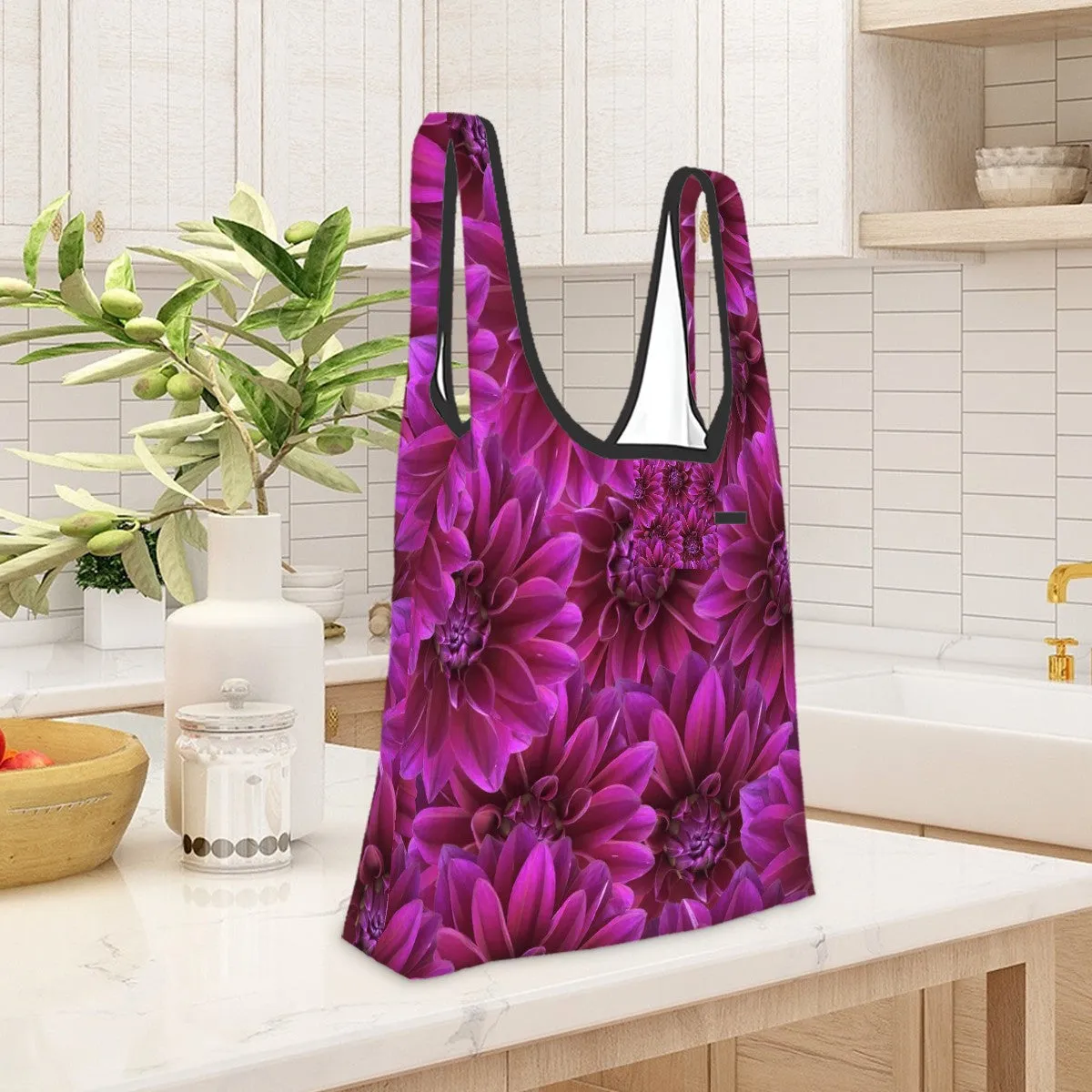 Folding Shopping Bag (Polyester with storage pouch) Dahlia 2