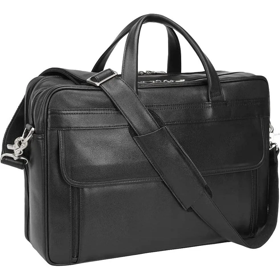 Genuine Leather Briefcase for Men 17.3 Inch Laptop Computer Case Business Travel Work Messenger Cross Body Shoulder Bag…