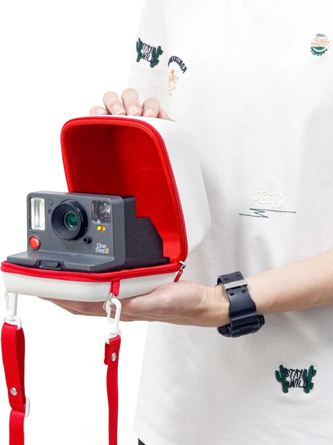 Hard Travel Case Compatible with Polaroid Now Instant Camera - Polaroid NOW/NOW /ONE STEP2 Instant Camera Storage Case with Adjustable Shoulder Strap - White