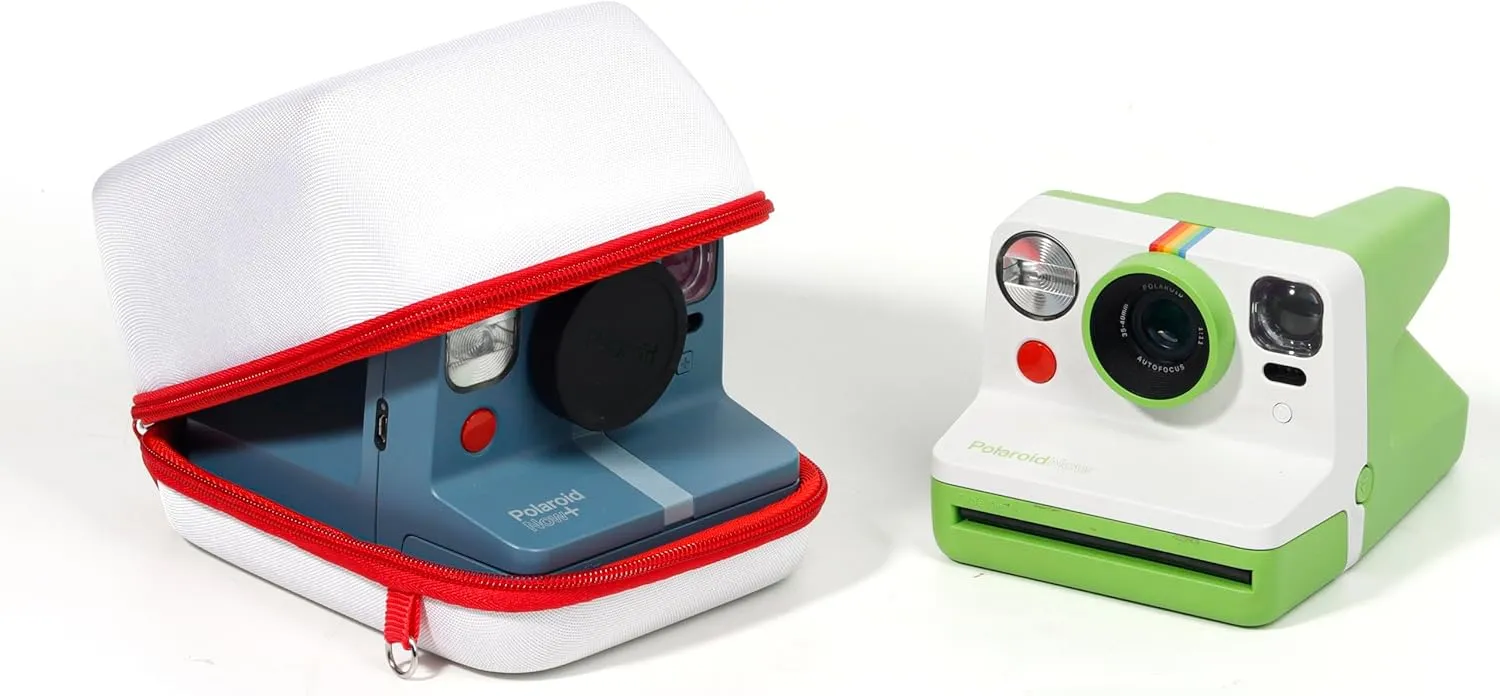 Hard Travel Case Compatible with Polaroid Now Instant Camera - Polaroid NOW/NOW /ONE STEP2 Instant Camera Storage Case with Adjustable Shoulder Strap - White