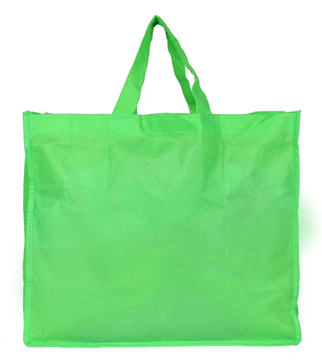 Heart Home Smiley Printed Eco Friendly Foldable Reusable Non-Woven Shopping Grocery Bag with One Small Pocket- Pack of 3 (Green & Deep Yellow & Pink) -45LUGHH0218