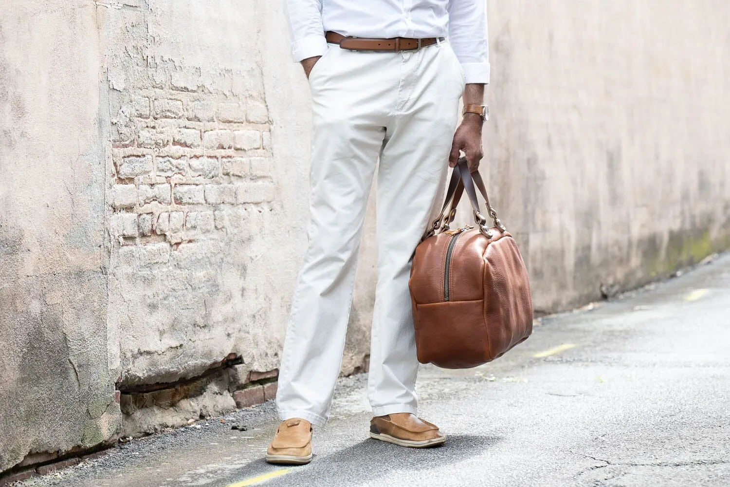 HOFFMAN LEATHER WEEKENDER DUFFLE BAG