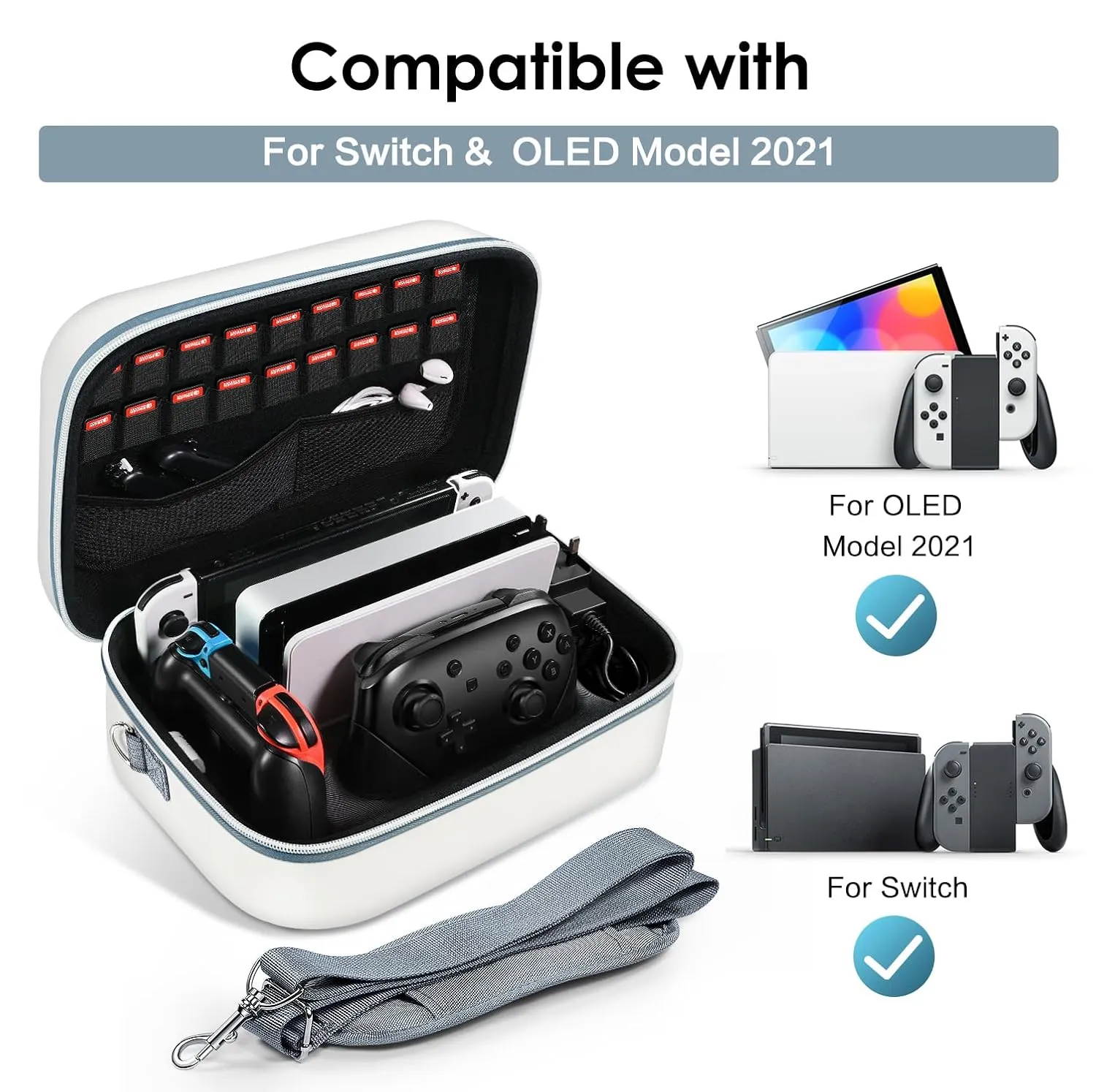 ivoler Carrying Storage Case for Nintendo Switch/For Switch OLED(Limited Edition),Portable Travel All Protective Hard Messenger Bag Soft Lining 18Games for Switch Console Pro Controller-RetroShell DMG