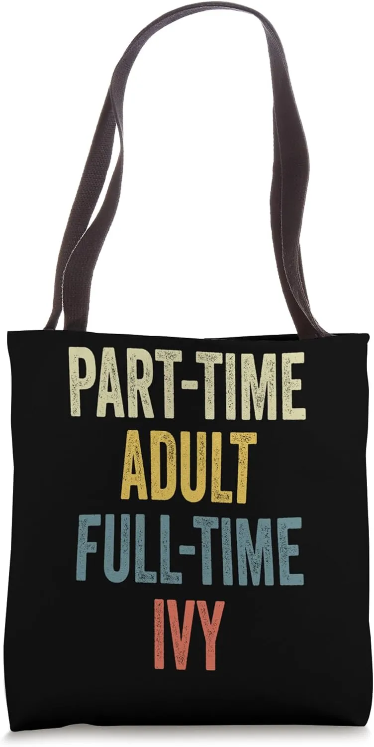 IVY Personalized Retro Girls Part-Time IVY Name Tote Bag