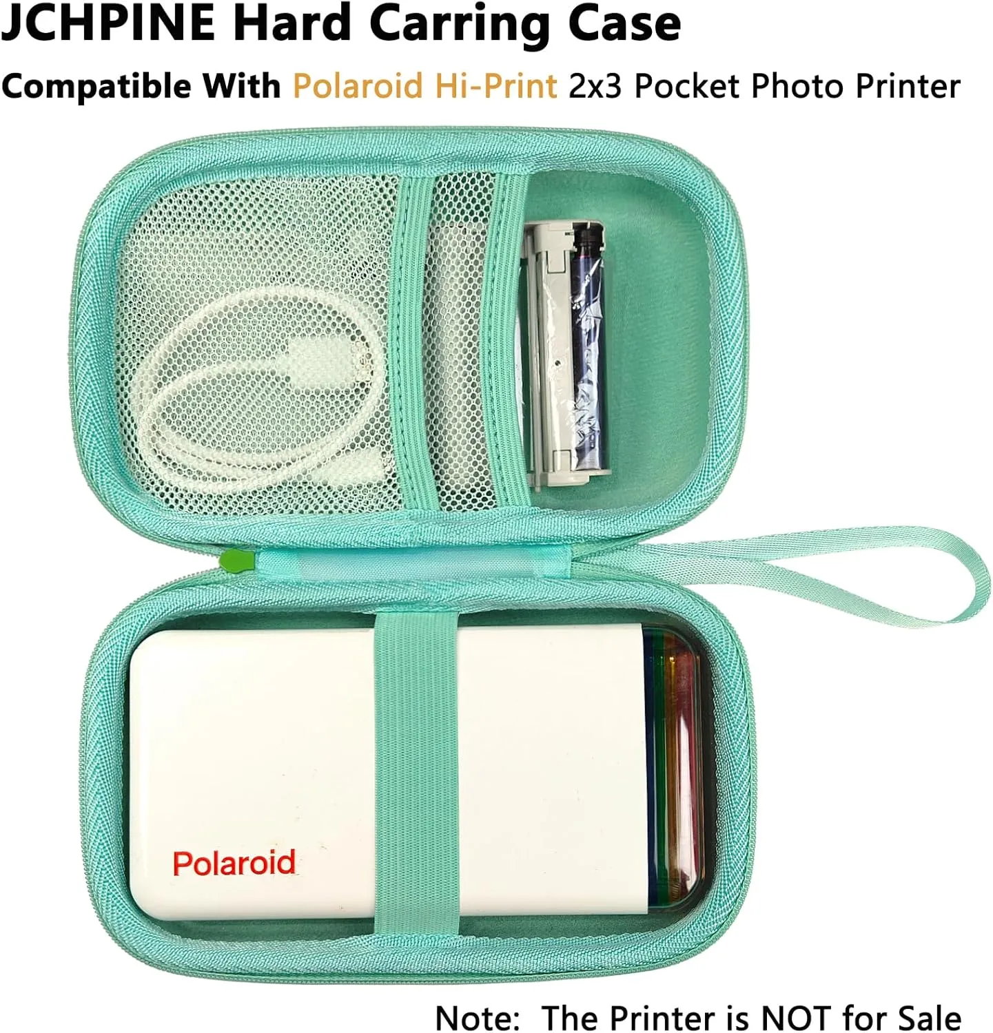 JCHPINE Hard Carrying Case for Polaroid Hi-Print 9046 Bluetooth Connected 2x3 Pocket Photo Printer, Travel Case Storage for Hi-Print and 2x3 Paper Cartridge (Multicolor)