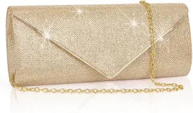 Larcenciel Clutch Purses for Women, Sparkling Envelope Evening Bag with Detachable Chain