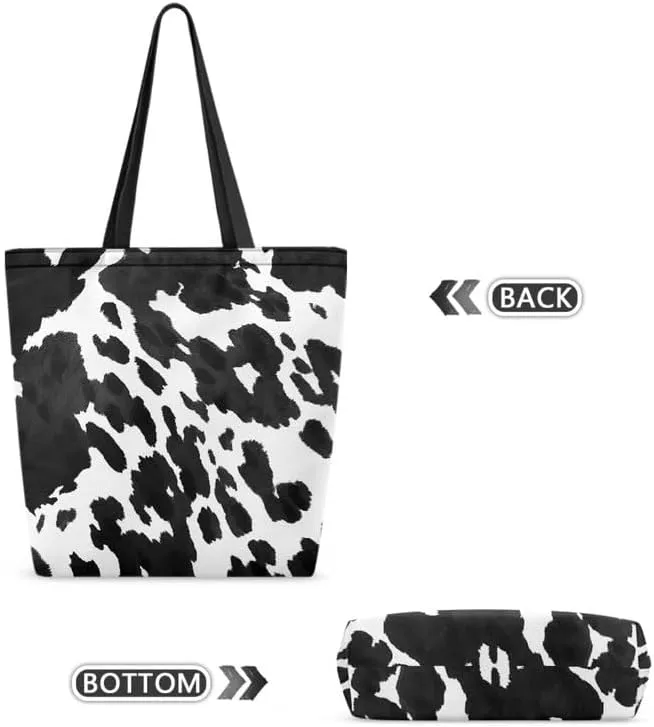 Large Canvas Tote Bag Animal Texture Hobo Purse, Zebra Stripes Reusable Grocery Bag for Shopping, Gym, Travel