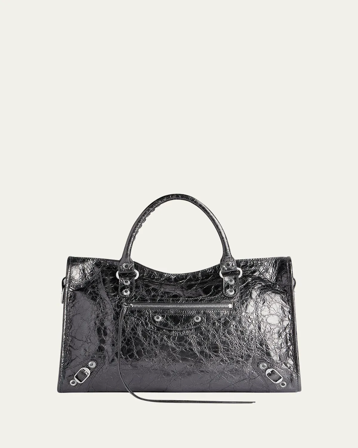 Le City Medium Metallic Leather Top-Handle Bag